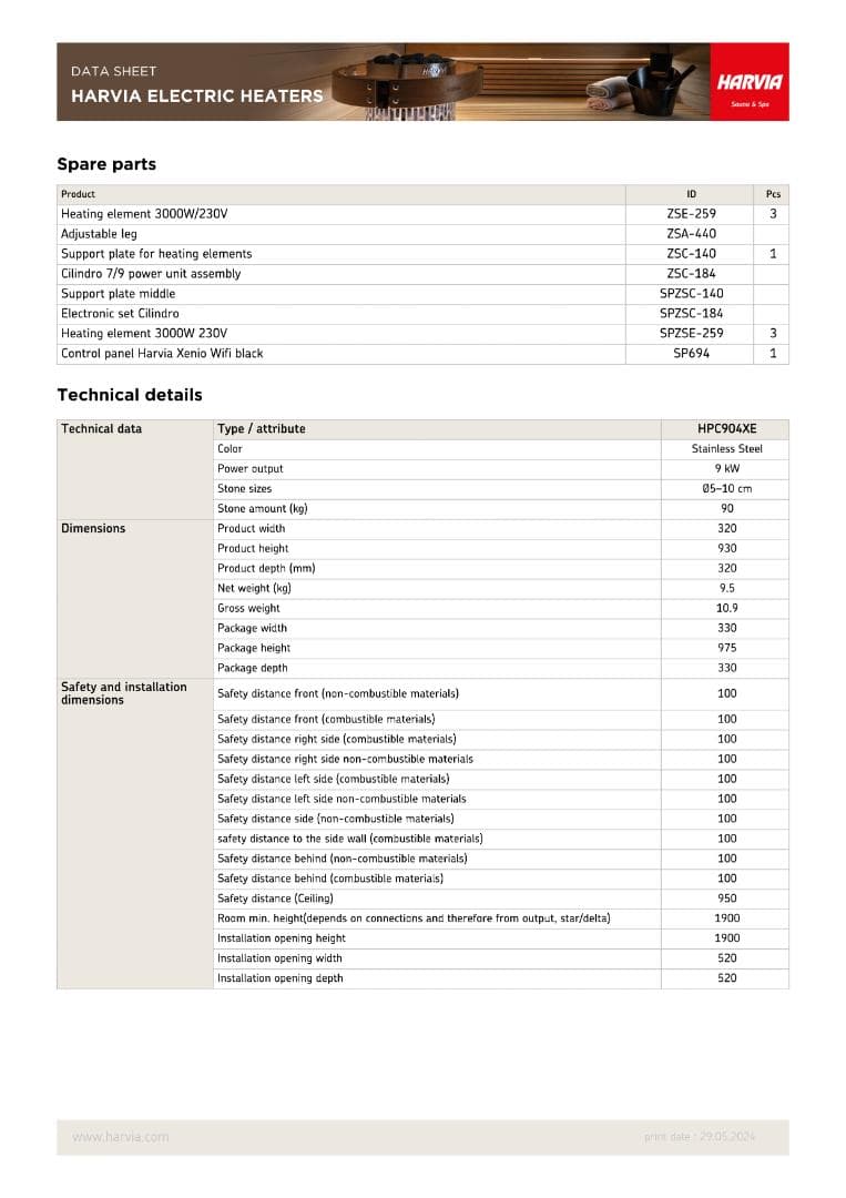 [電源２ｍ付]HARVIA CILINDRO PC90　200V 9.0KW