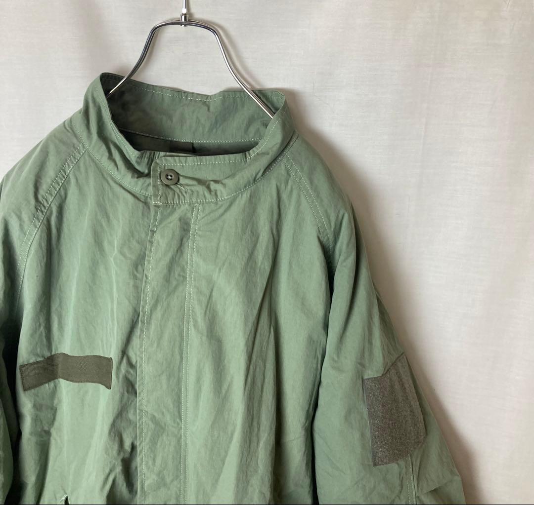 ボアライナー付きライトカーキノーカラーミリタリージャケット春秋冬物ゆったりサイズ