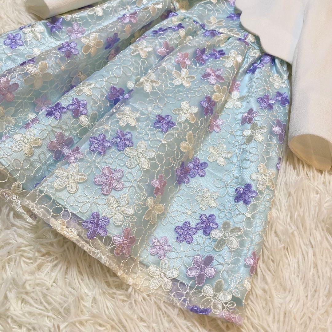 anyFAM フォーマルドレスワンピース花柄刺繍　110cm 七五三入学式発表会