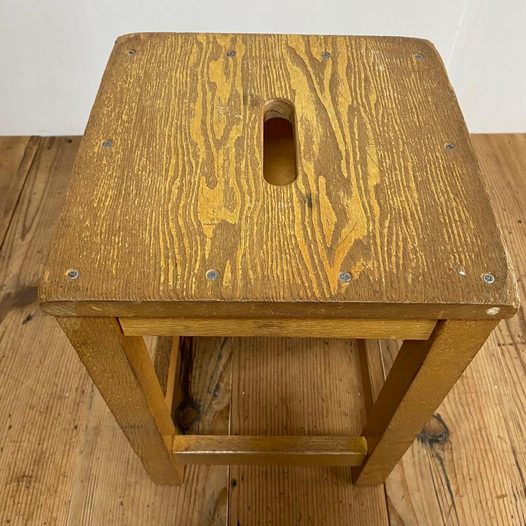 2脚セット アンティーク 角 スツール 椅子 植物台 昭和レトロ y