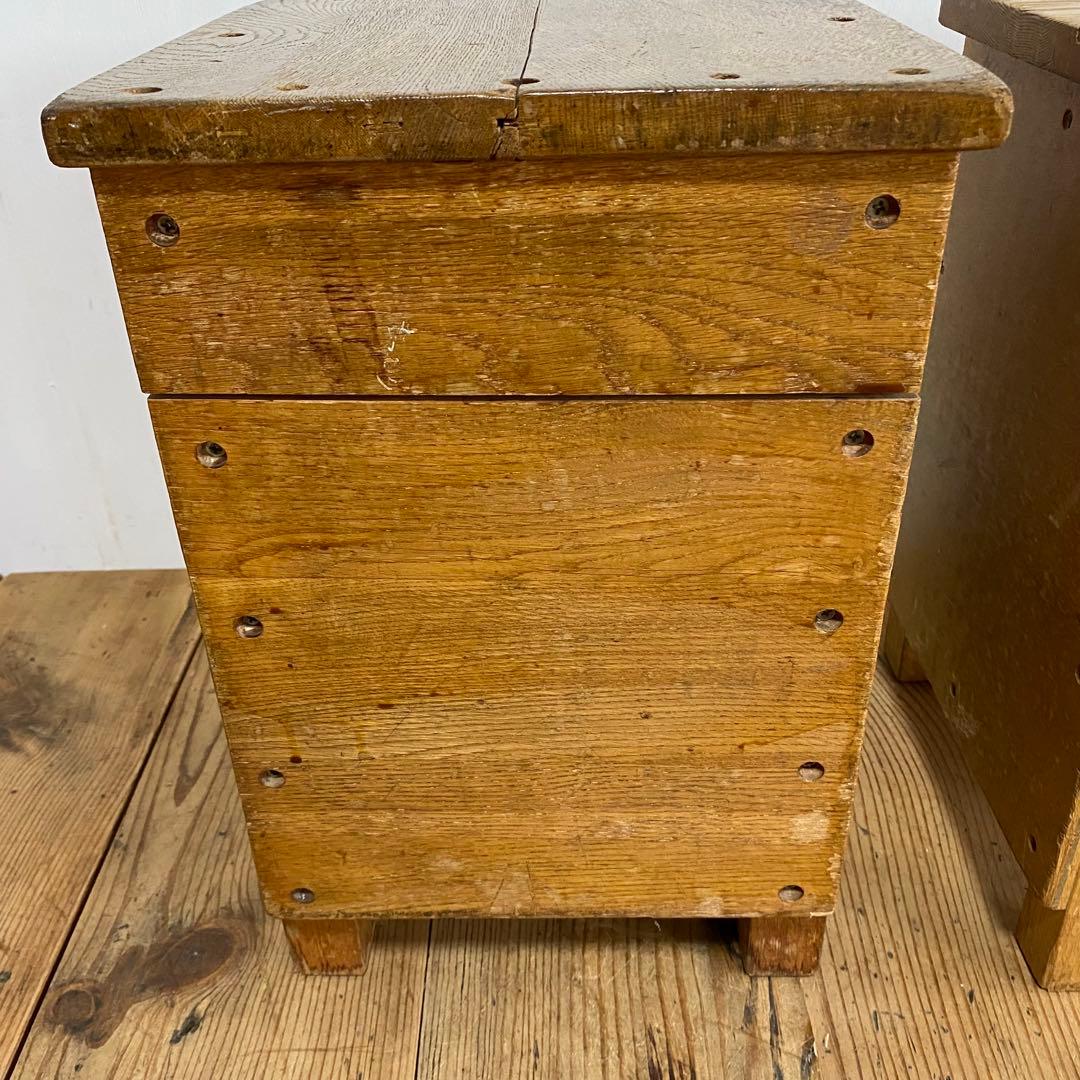 2脚セット アンティーク 角 スツール 椅子 植物台 昭和レトロ y