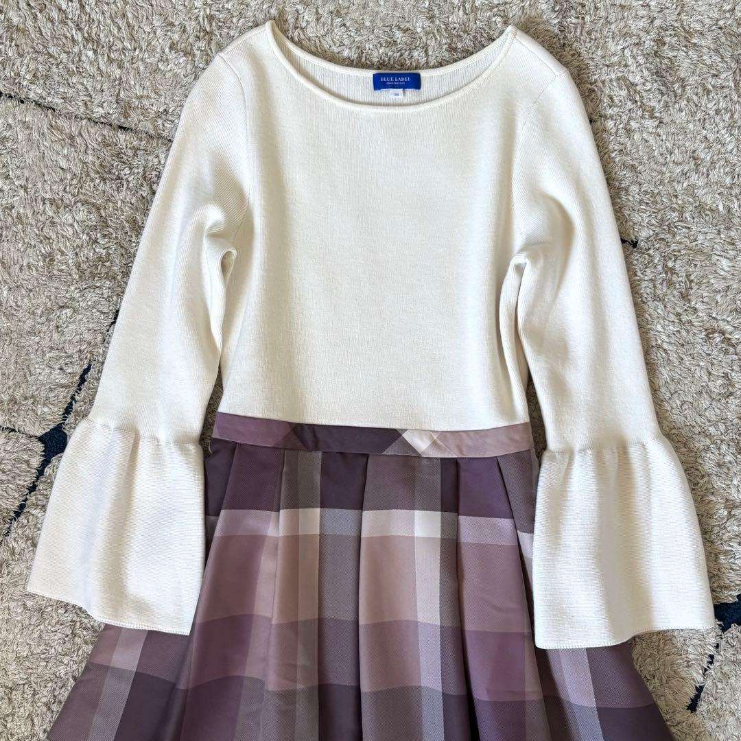 【美品✨】ブルーレーベルクレストブリッジ　チェッククロッシングツイルニット　M
