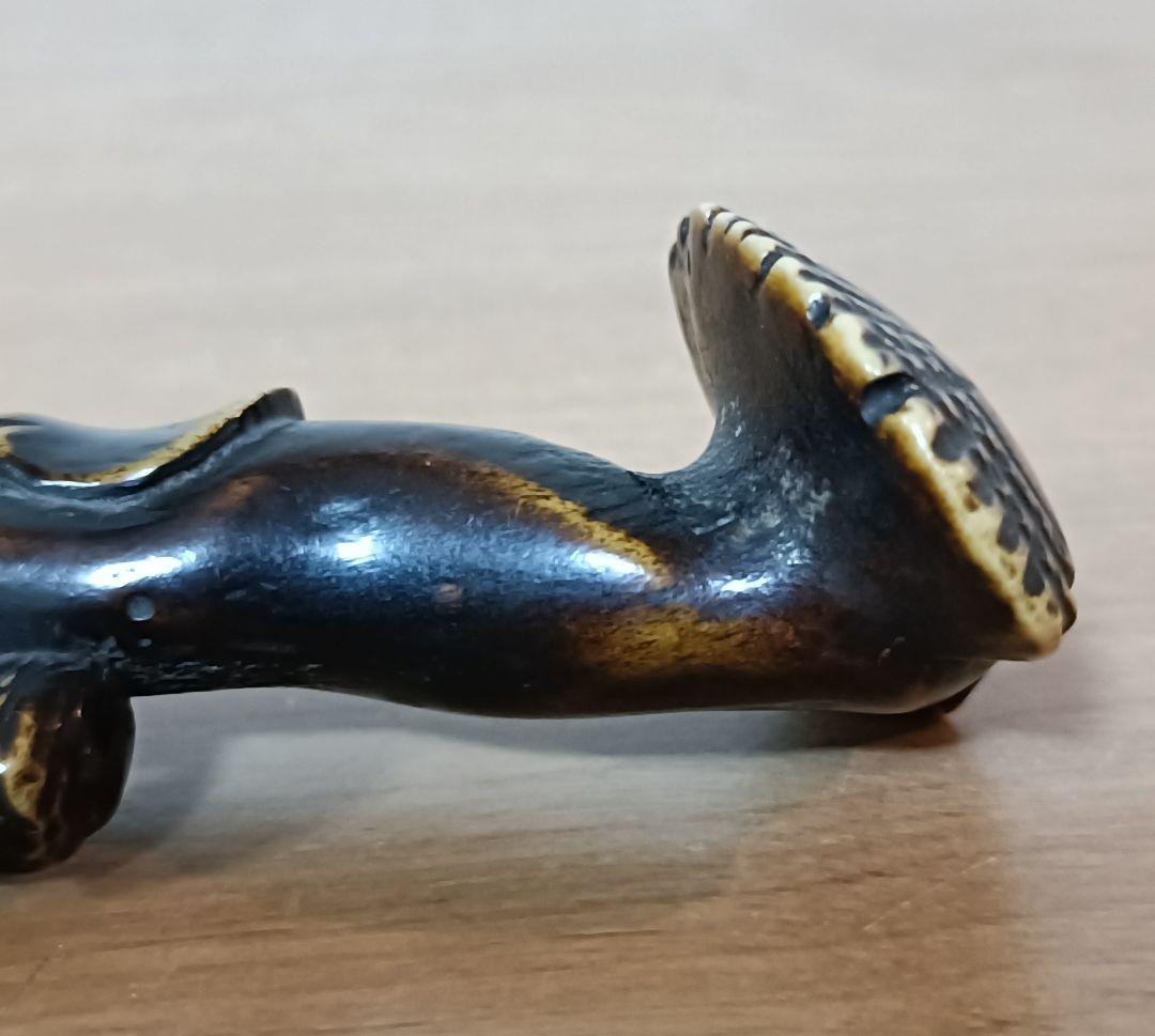 鹿角茸差し根付　古根付　鹿角彫刻根付　時代物　差し根付