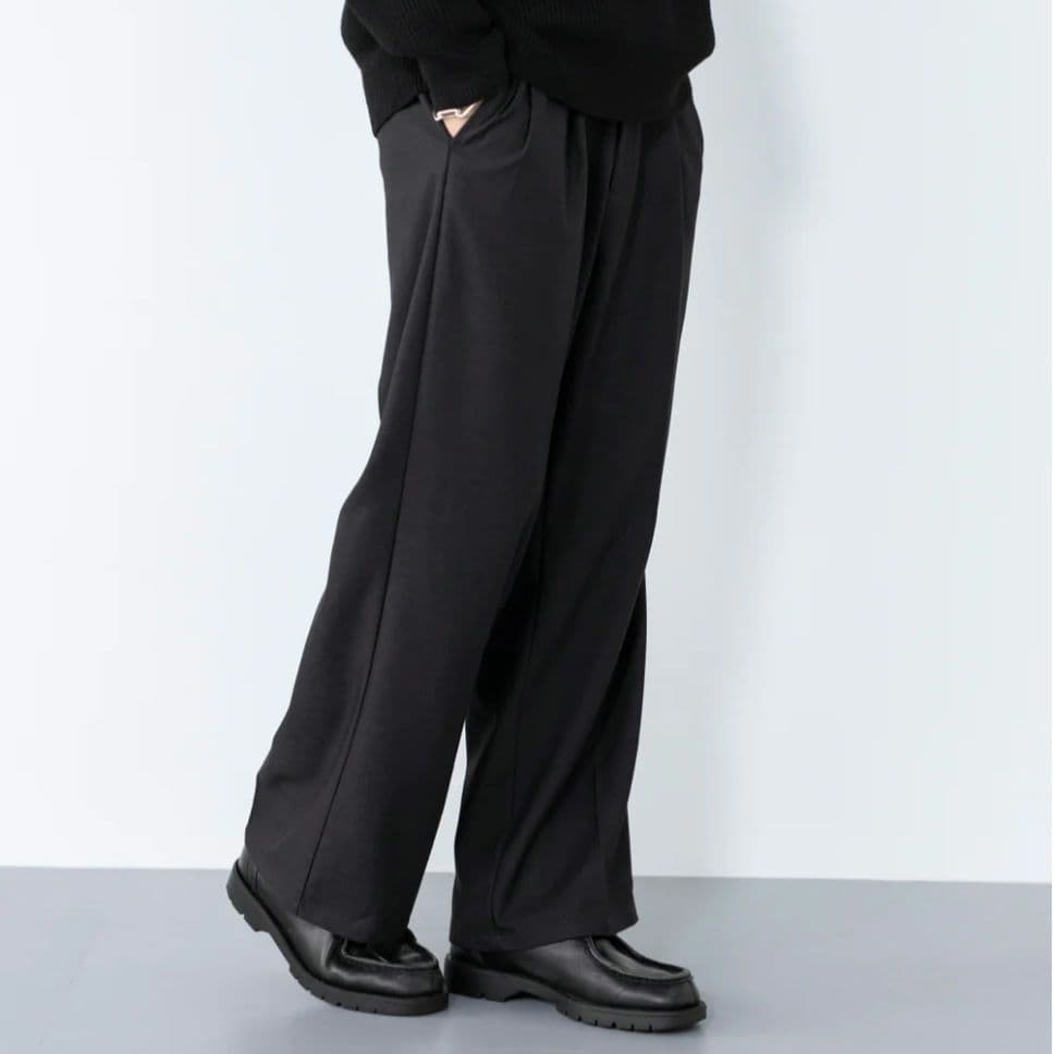 レタッチ　2Tuck Wide Wool Touch Slacks