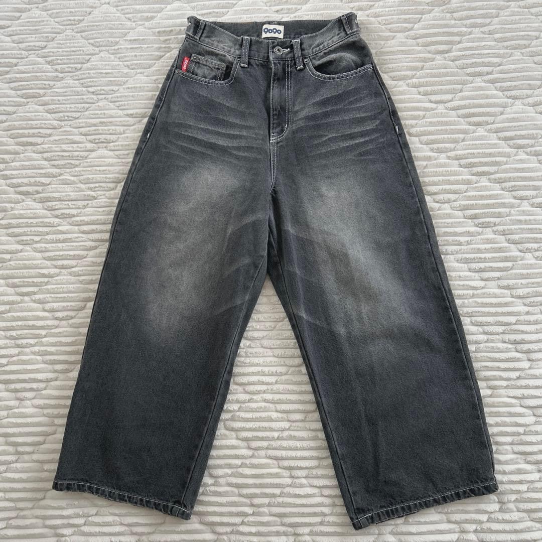 9090 バギーデニム ブラック ワイドデニム S 公式完売品