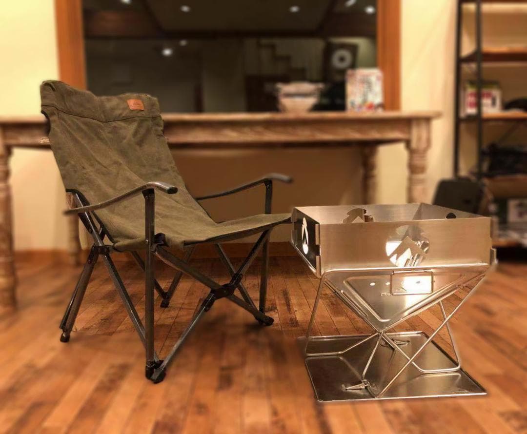 焚き火 チェア ローチェア 帆布製 カーキ 2脚