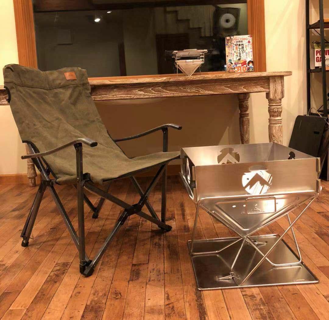 焚き火 チェア ローチェア 帆布製 カーキ 2脚