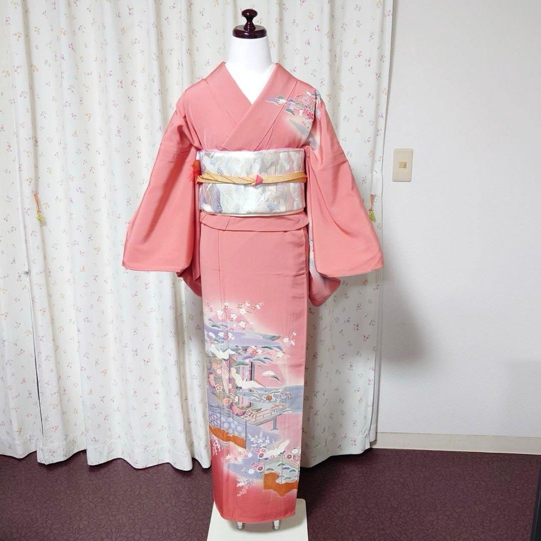 フ9999 未使用近い　美品　袷　正絹　友禅　訪問着　フルセット