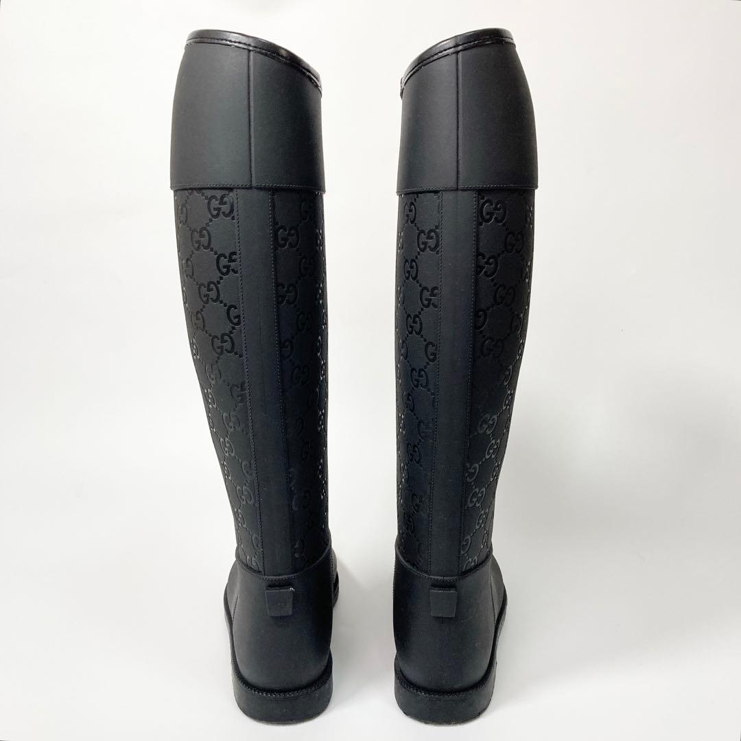 GUCCI グッチ レインブーツ GG柄 36 23cm ブラック
