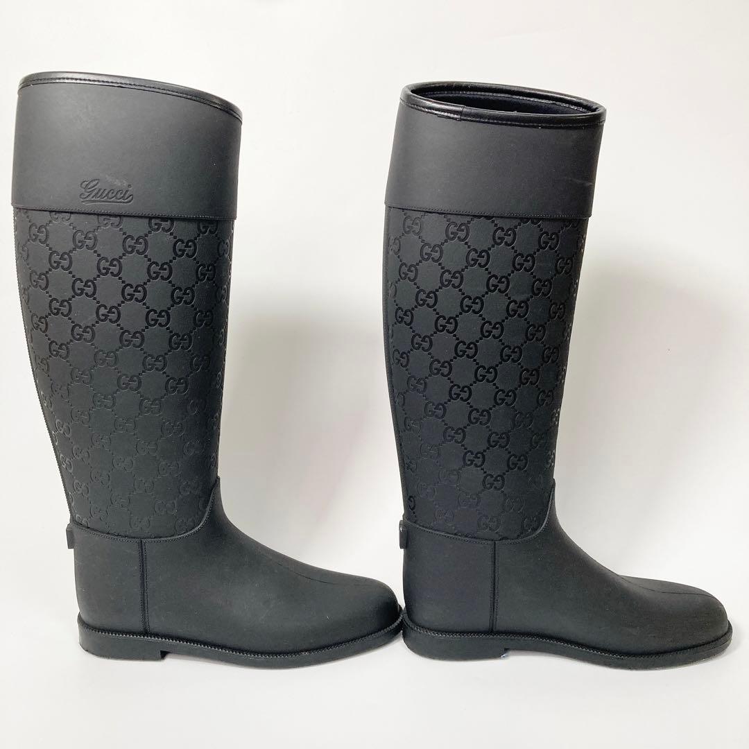 GUCCI グッチ レインブーツ GG柄 36 23cm ブラック