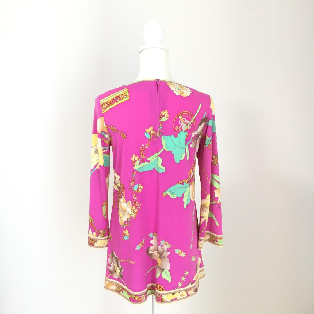 近年美品　LEONARD レオナール カンカン　花柄　ストレッチ　チュニック