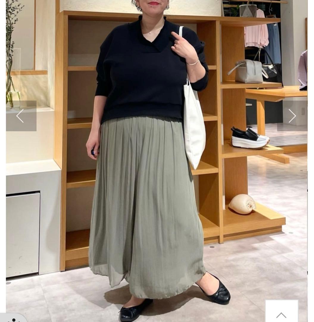 ポポらロン【BEARDSLEY】 シワシフォンギャザーパンツ　カーキ