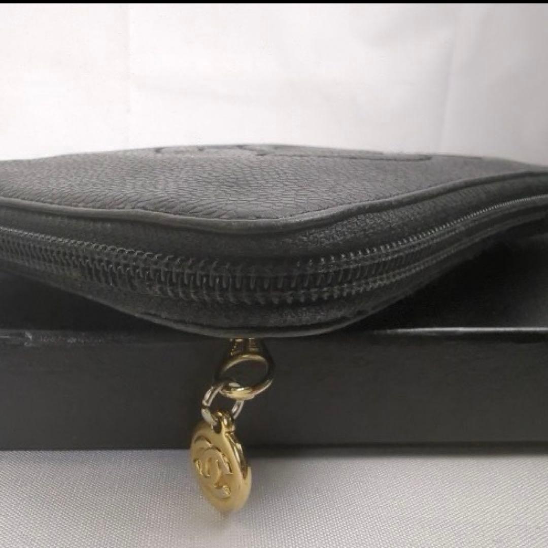 CHANEL キャビアスキン ココマーク レザー 長財布 ラウンド ジップ