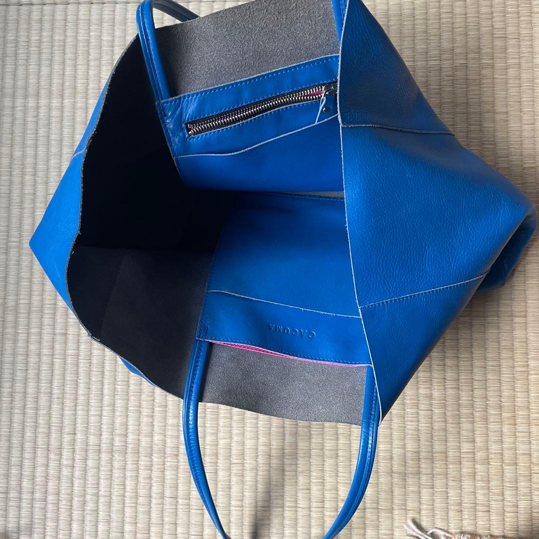 CACUMA本革レザーバッグターコイズブルーA4収納可