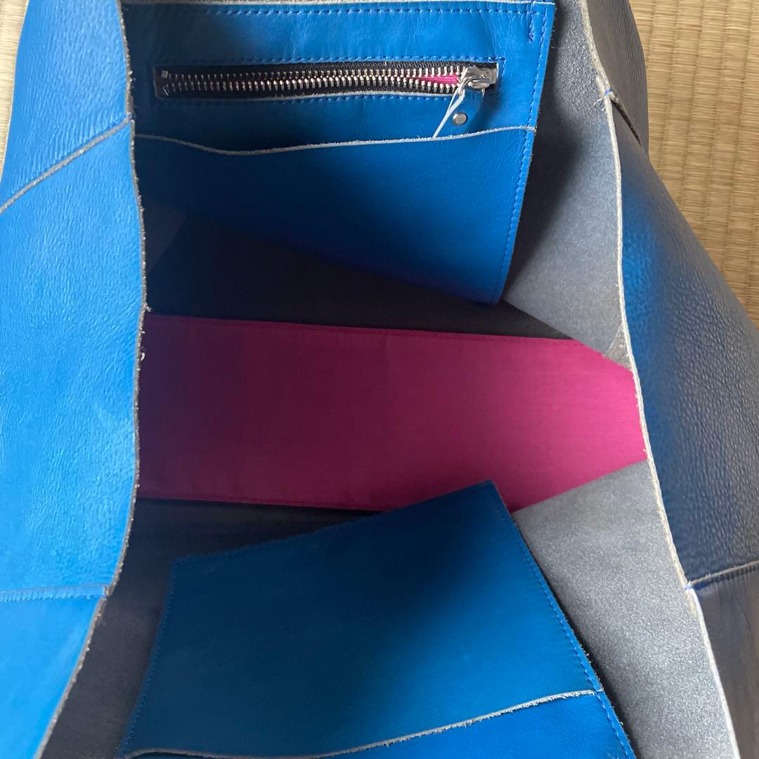 CACUMA本革レザーバッグターコイズブルーA4収納可