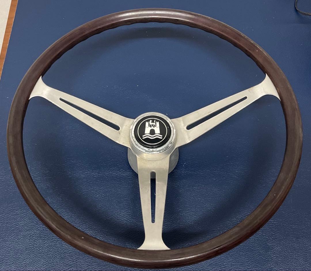 希少 VW フォルクスワーゲンウッドステアリング40cmウォルフスブルク 当時物