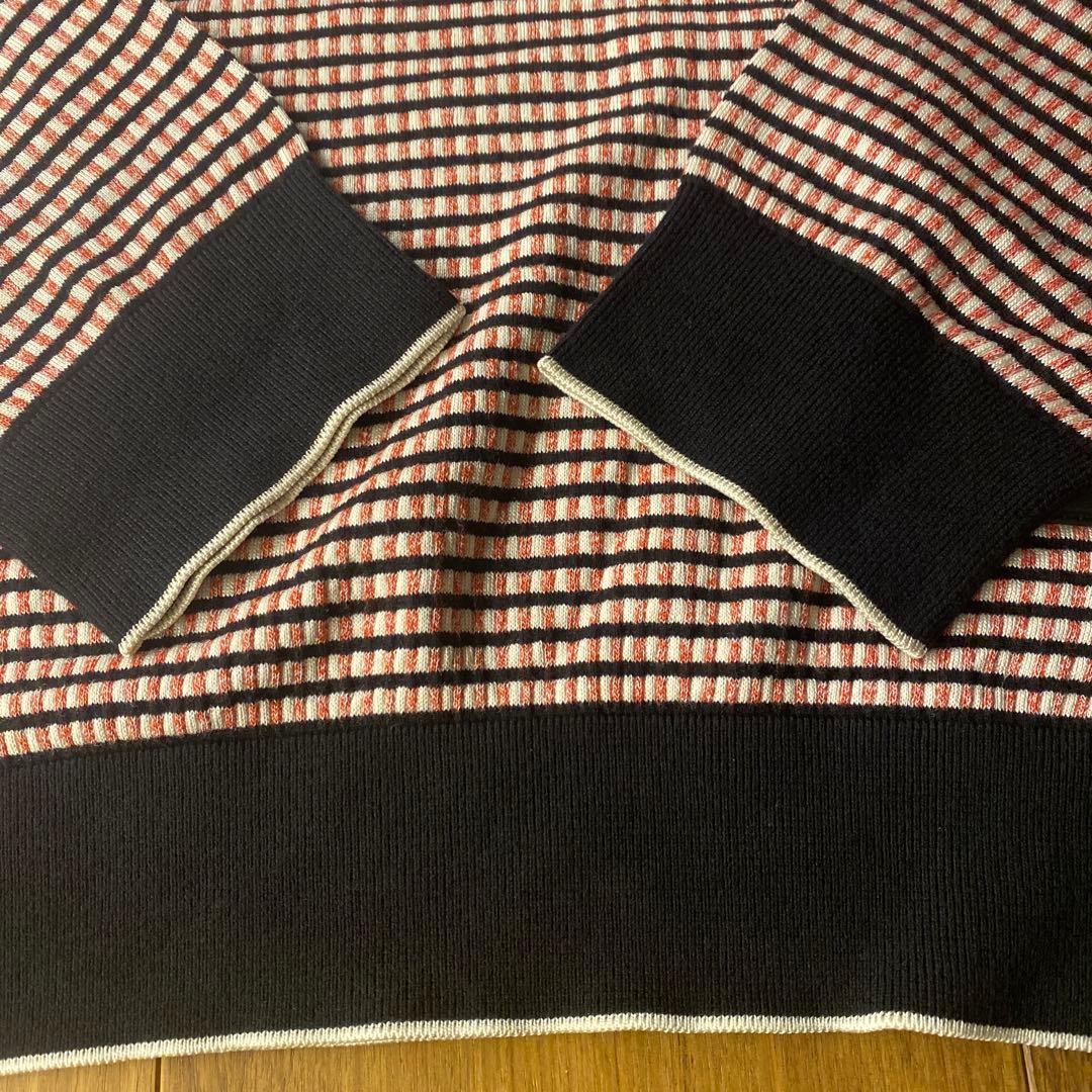 値下げ　VUITTON メンズ　ニット　セーター　L シルク　ボーダー　赤