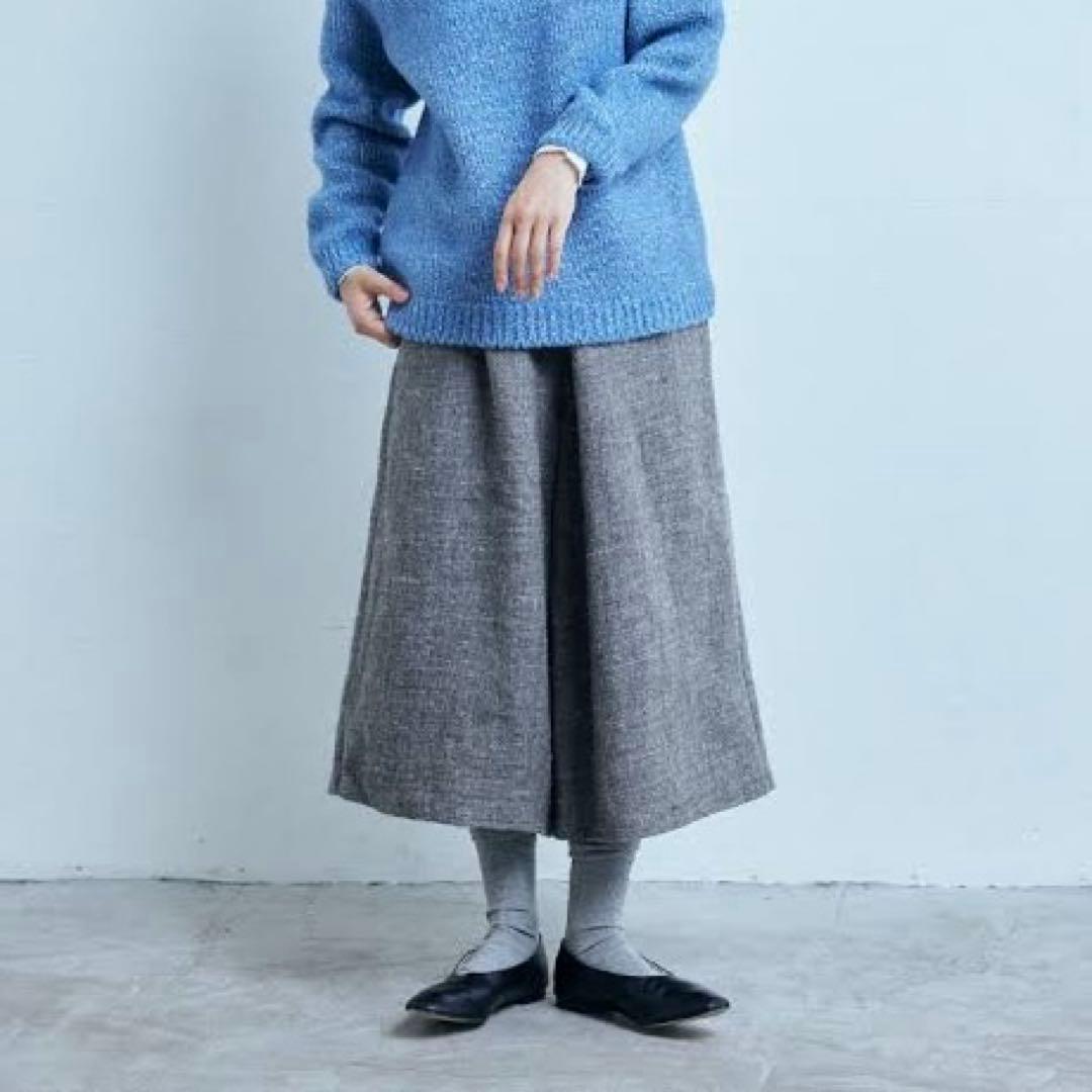 【新品】中川政七商店 麻とウールツイード ワイドパンツ グレー ウール 麻