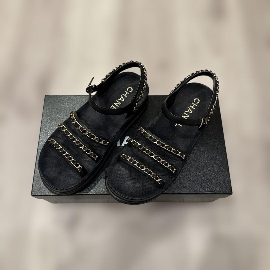美品 CHANEL ブラック スポーツサンダル 36