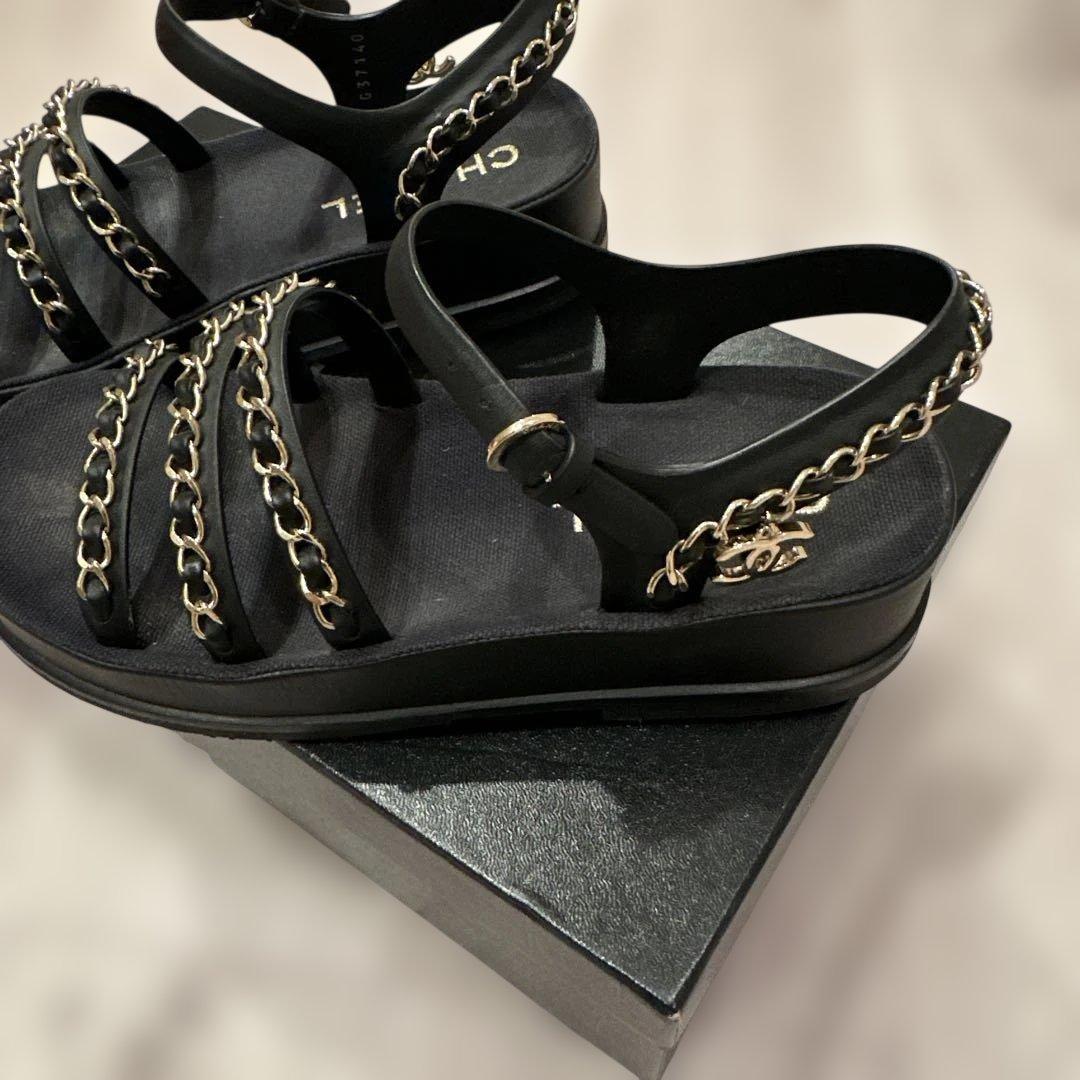 美品 CHANEL ブラック スポーツサンダル 36