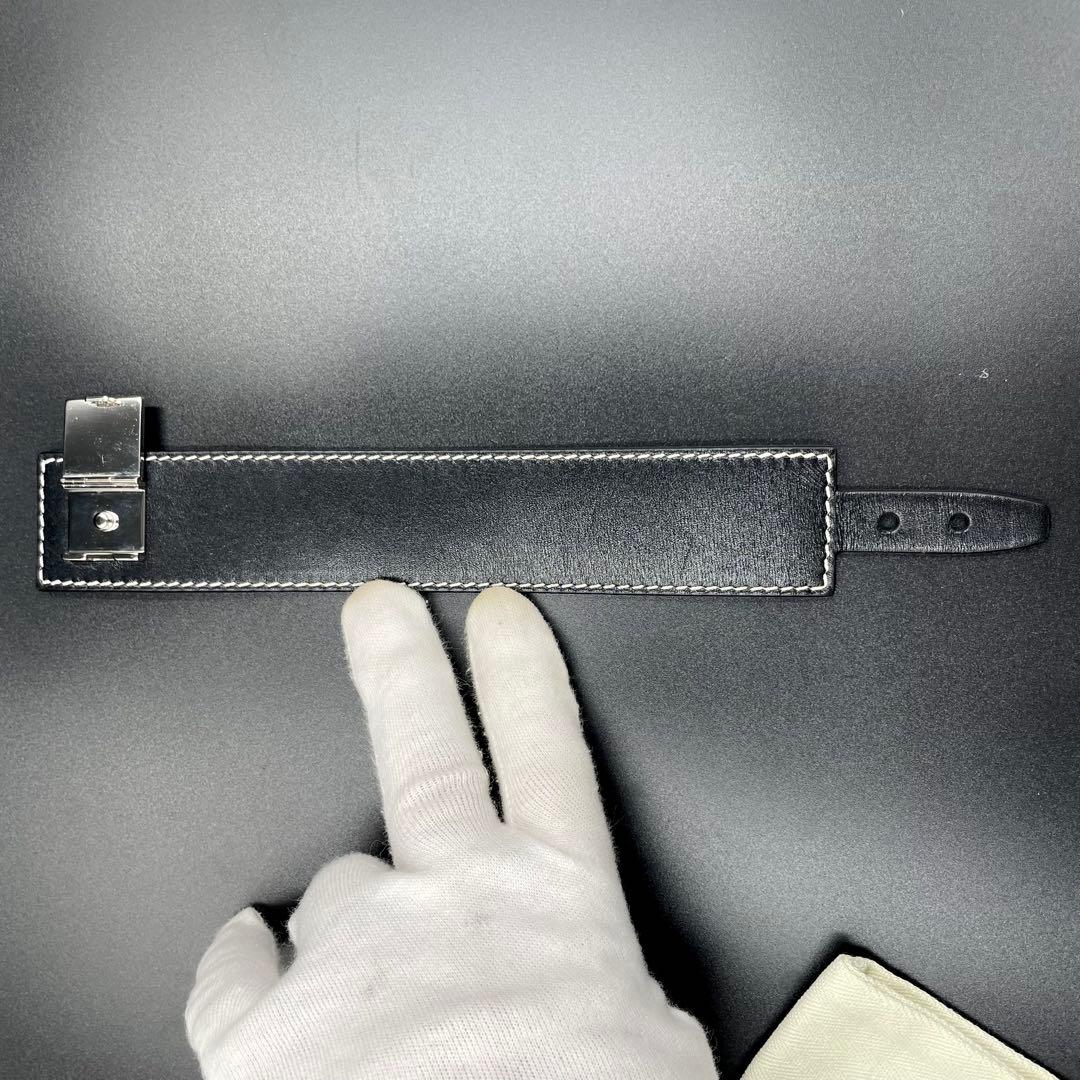 極美品・鑑定済★ロエベ　アナグラム　ブレスレット　バングル　レザー　ブラック