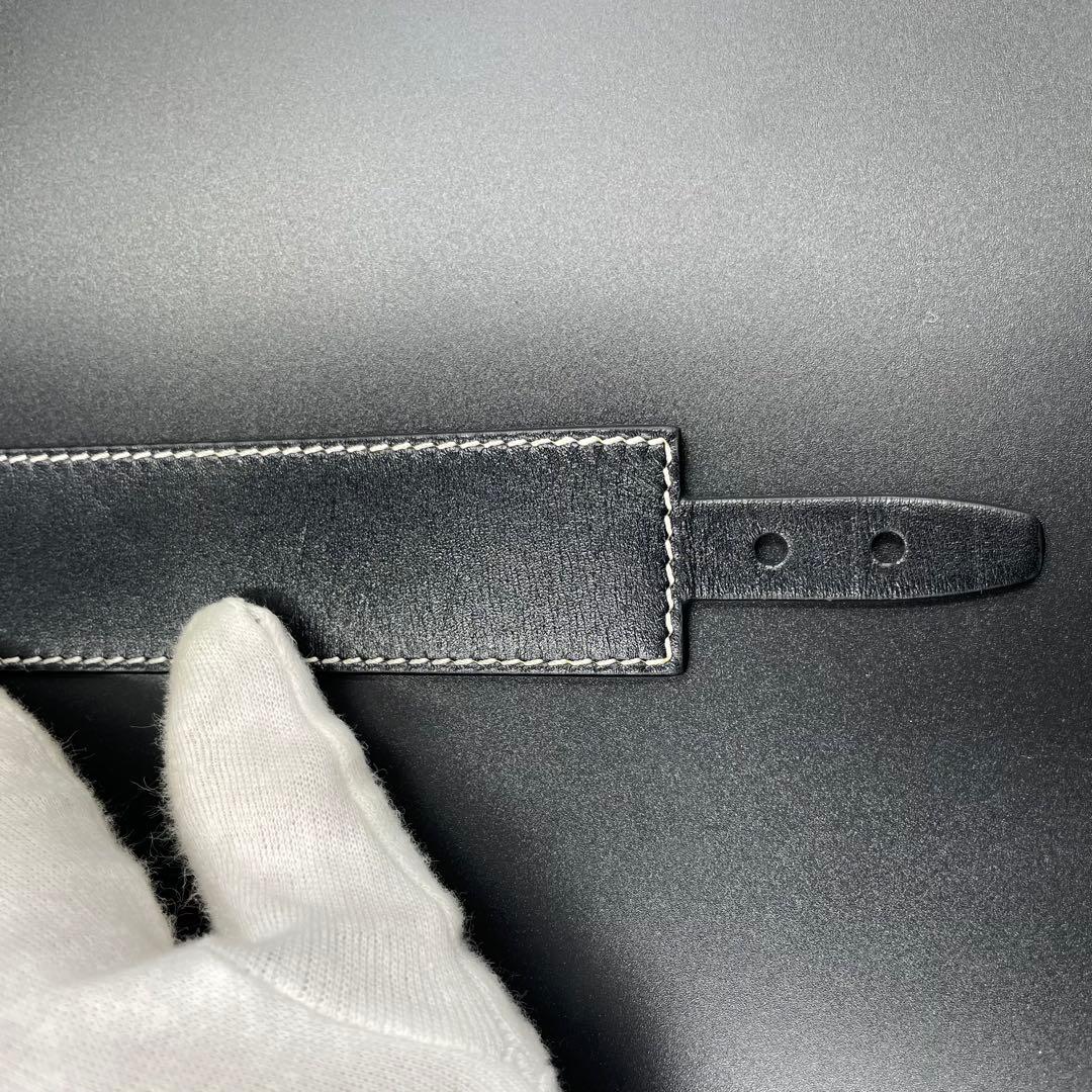 極美品・鑑定済★ロエベ　アナグラム　ブレスレット　バングル　レザー　ブラック