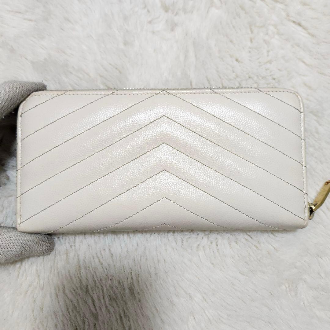 ✨極美品✨サンローラン　長財布　ラウンドファスナー ホワイトベージュ