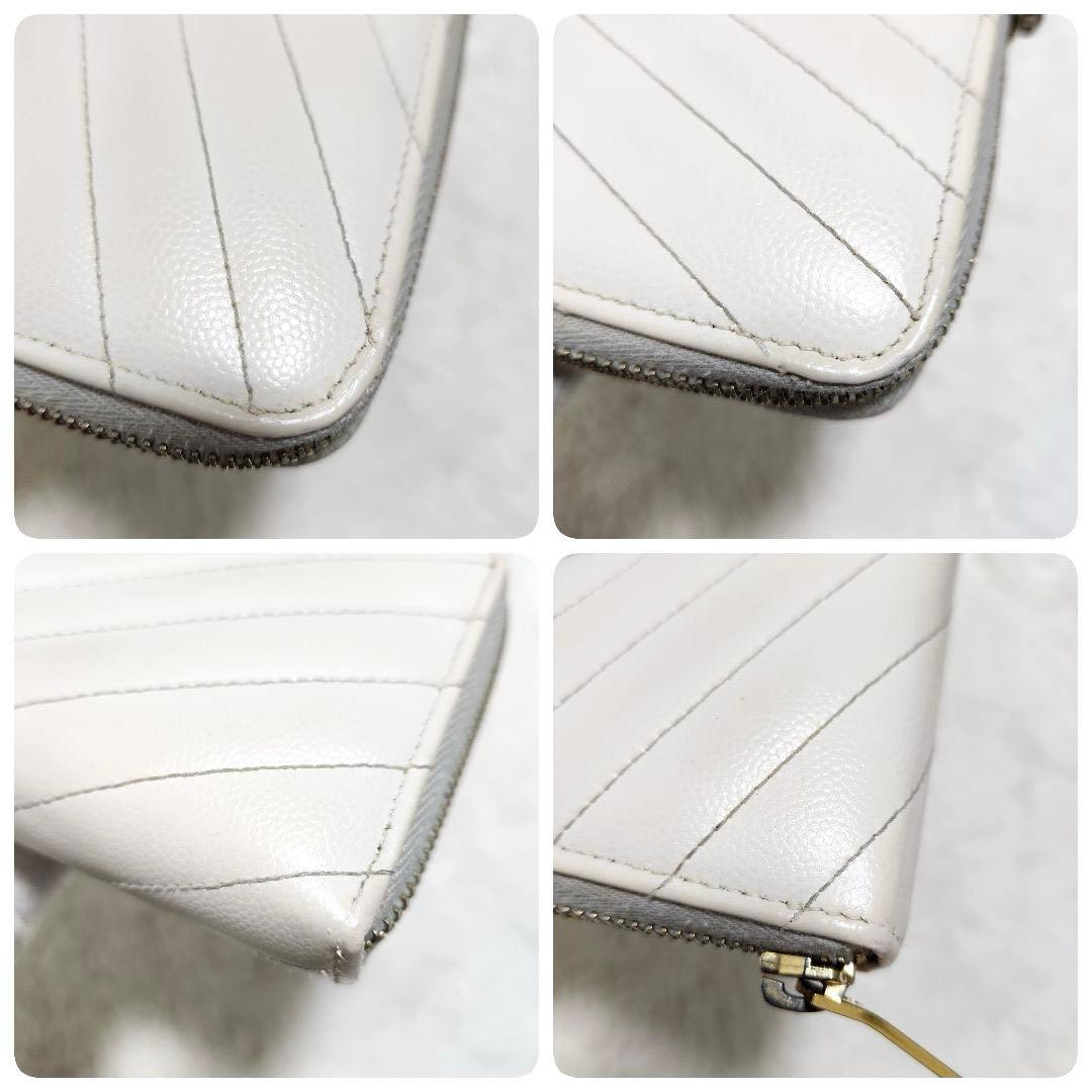 ✨極美品✨サンローラン　長財布　ラウンドファスナー ホワイトベージュ