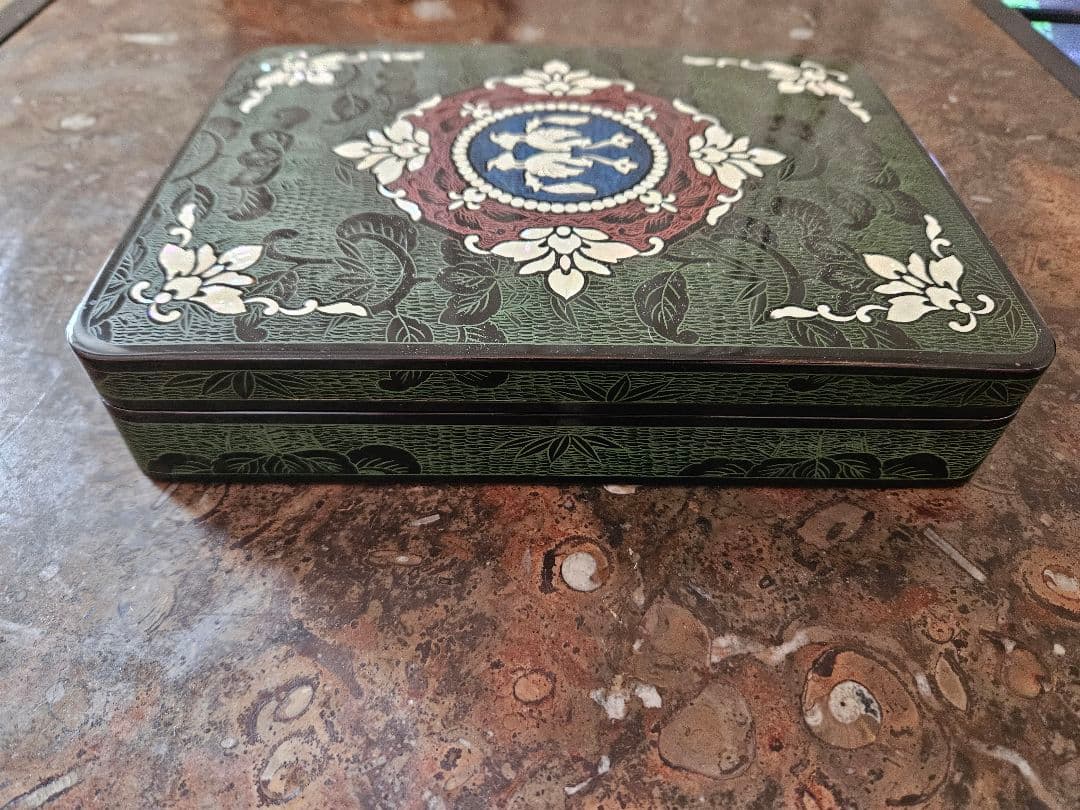 南都 東雲作 正倉院模様 螺鈿毛彫硯箱 共箱 漆器 書道具 文箱　硯　書道具