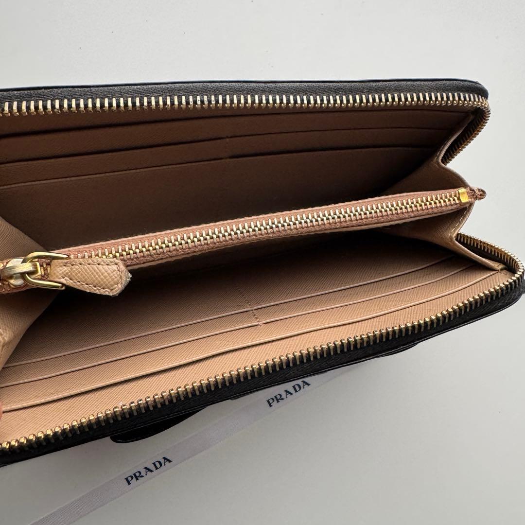 【美品】237 PRADA プラダ ラウンドファスナー 長財布 リボン