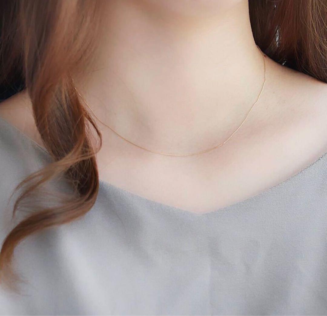 K18YG 調節自由 45cmピンチェーン 18金ネックレス　刻印 スライド式