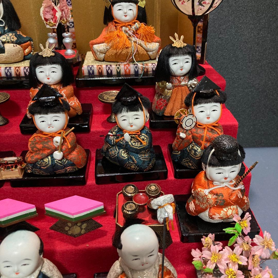 雛人形　アンティーク　木目込み十五人揃え