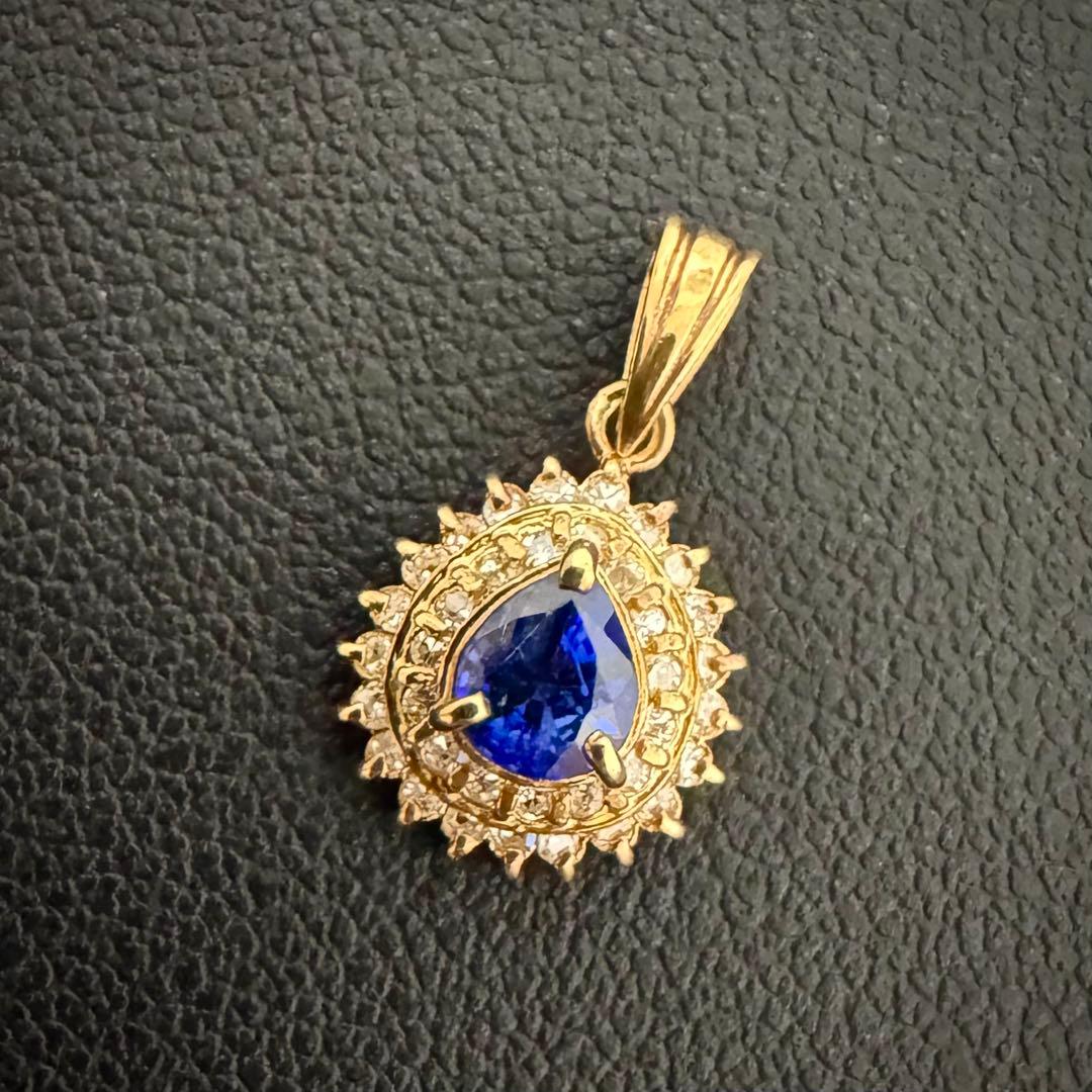 【K18】サファイア0.19ct ゴールド ネックレス トップ 約1.24g