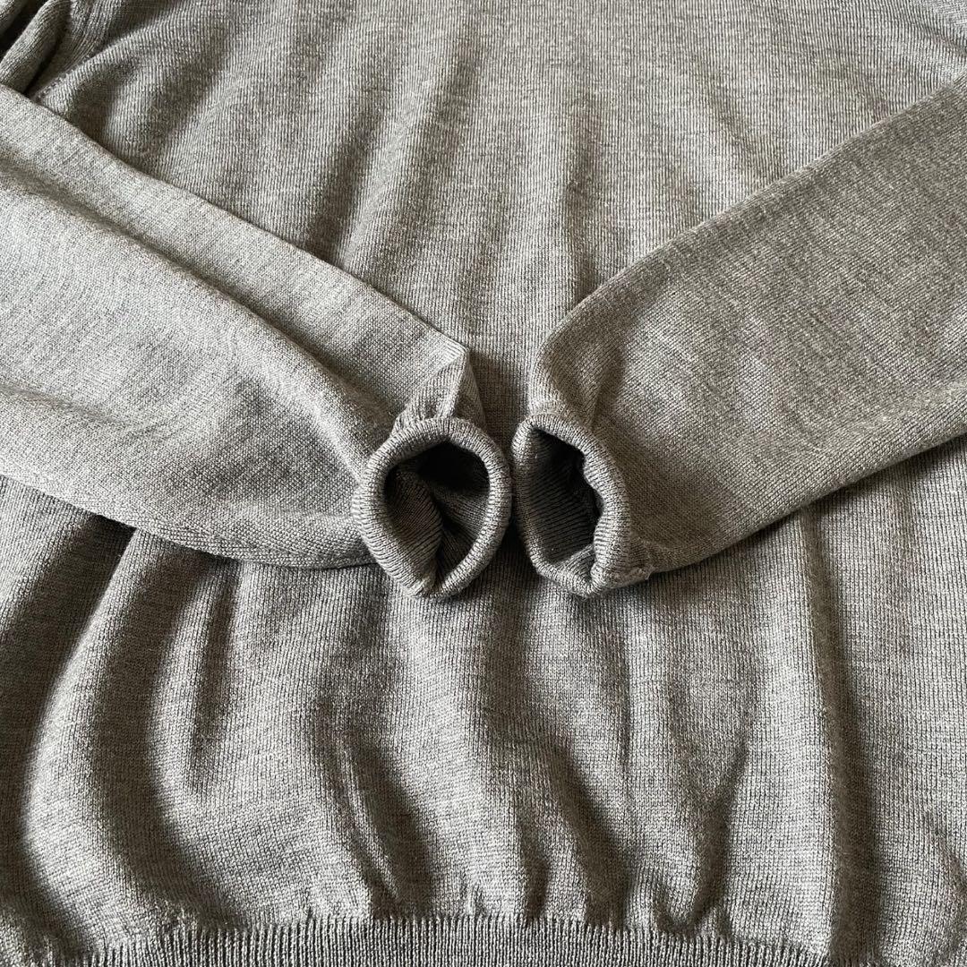 グランサッソ ウール100% モックネック 12G セーター L グレー 伊製