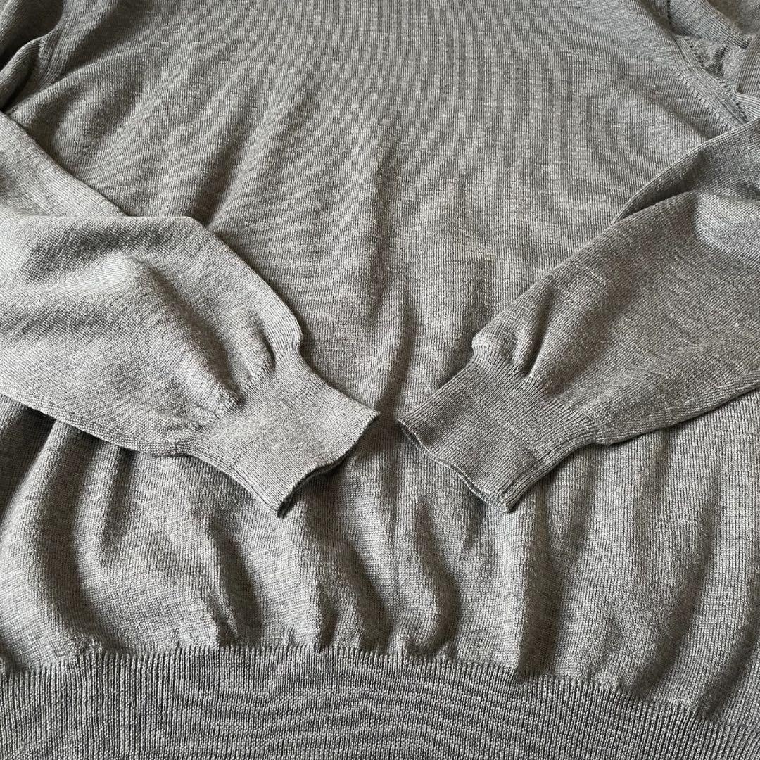 グランサッソ ウール100% モックネック 12G セーター L グレー 伊製