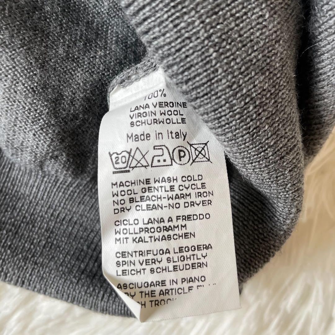 グランサッソ ウール100% モックネック 12G セーター L グレー 伊製