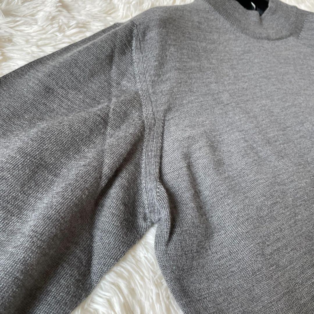 グランサッソ ウール100% モックネック 12G セーター L グレー 伊製