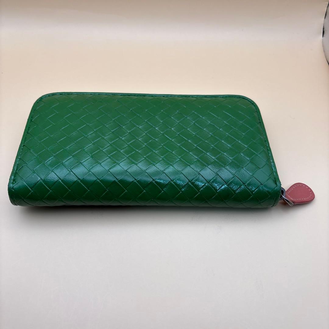 ③◆正規品◆ボッティガヴェネタイントレチャート ラウンドファスナー長財布グリーン