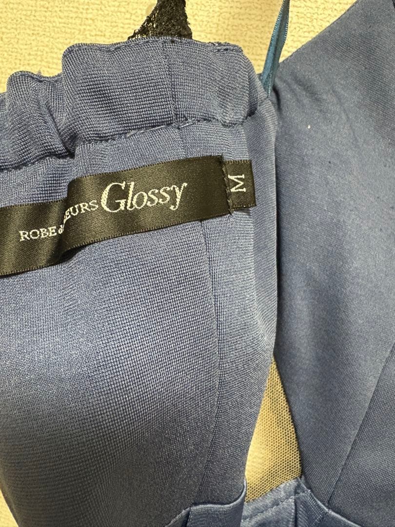 Robe de Fleurs Glossy ナイトドレス ネイビー/ベージュ