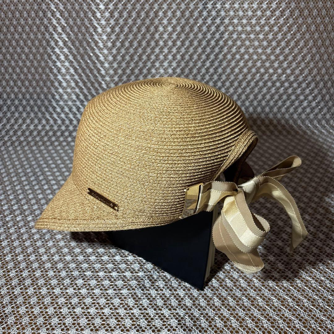 リボン付きベージュストローキャップ Athena New York
