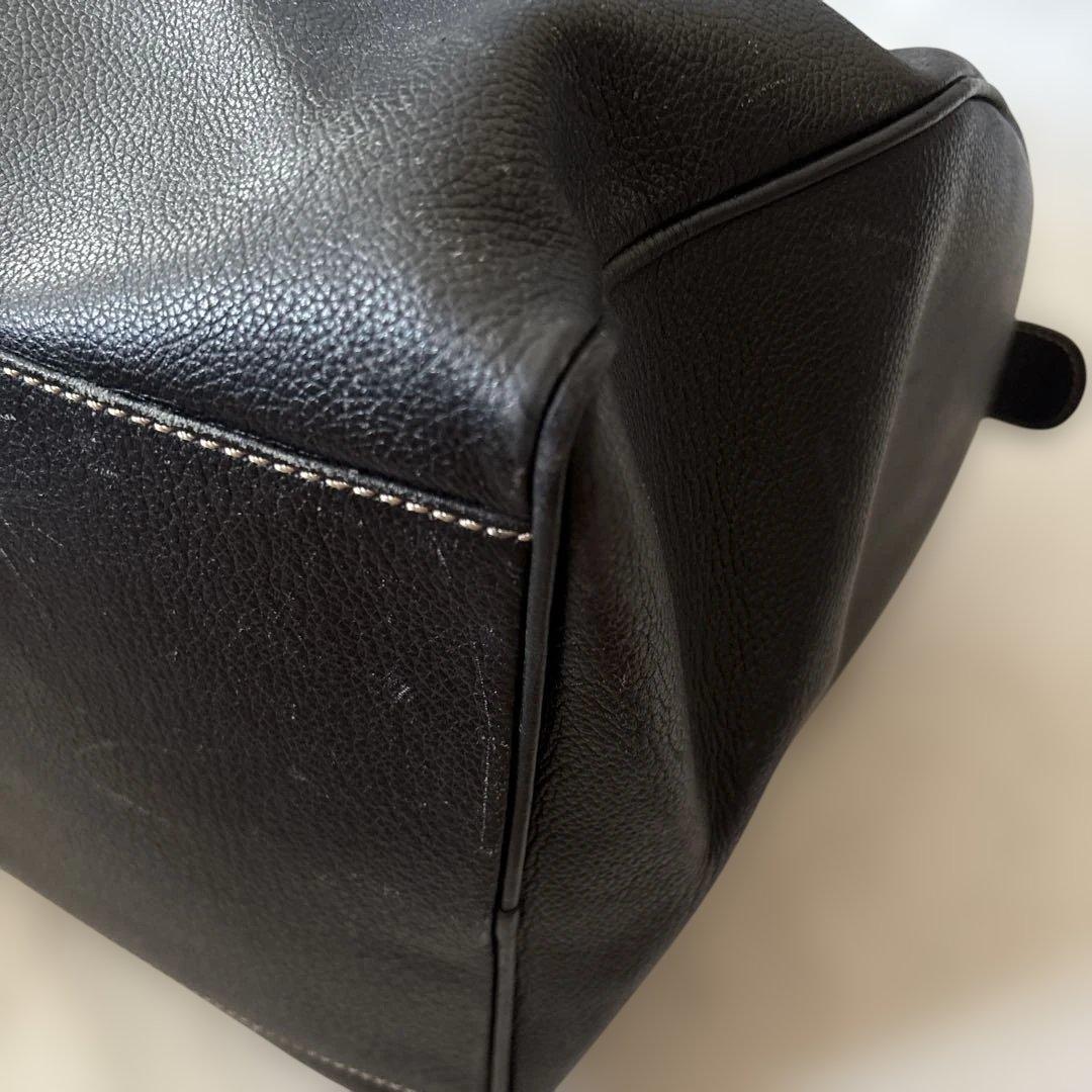 ダンヒル オール レザー ボストンバッグ 大容量 ブラック 黒　シボ革