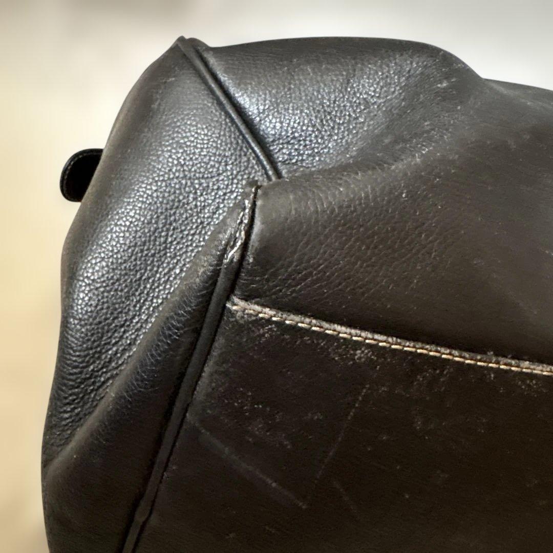 ダンヒル オール レザー ボストンバッグ 大容量 ブラック 黒　シボ革