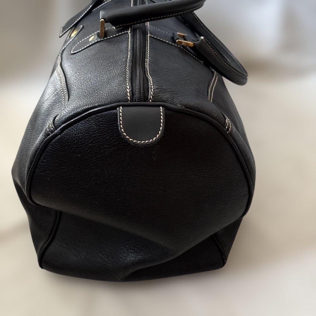 ダンヒル オール レザー ボストンバッグ 大容量 ブラック 黒　シボ革