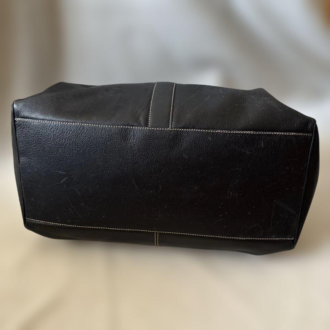 ダンヒル オール レザー ボストンバッグ 大容量 ブラック 黒　シボ革