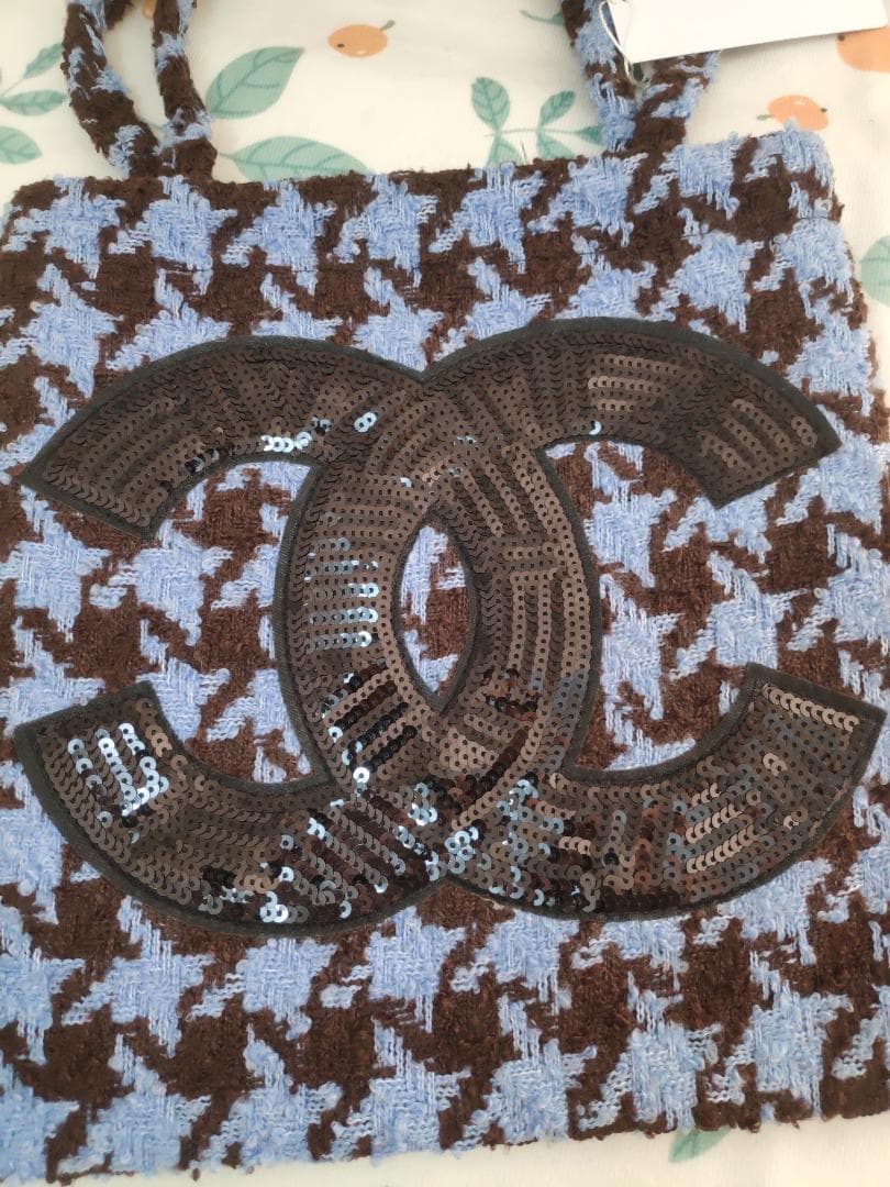 千鳥 ブルー スパンコール トートバッグ