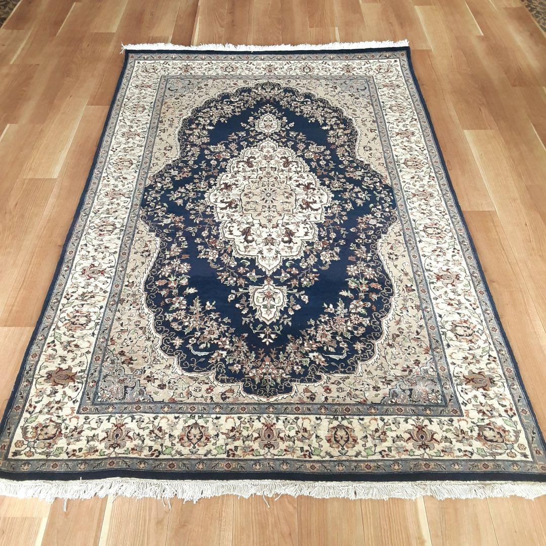 Y1154 高級ペルシャ絨毯 ウール100% 手織り 219×141㎝