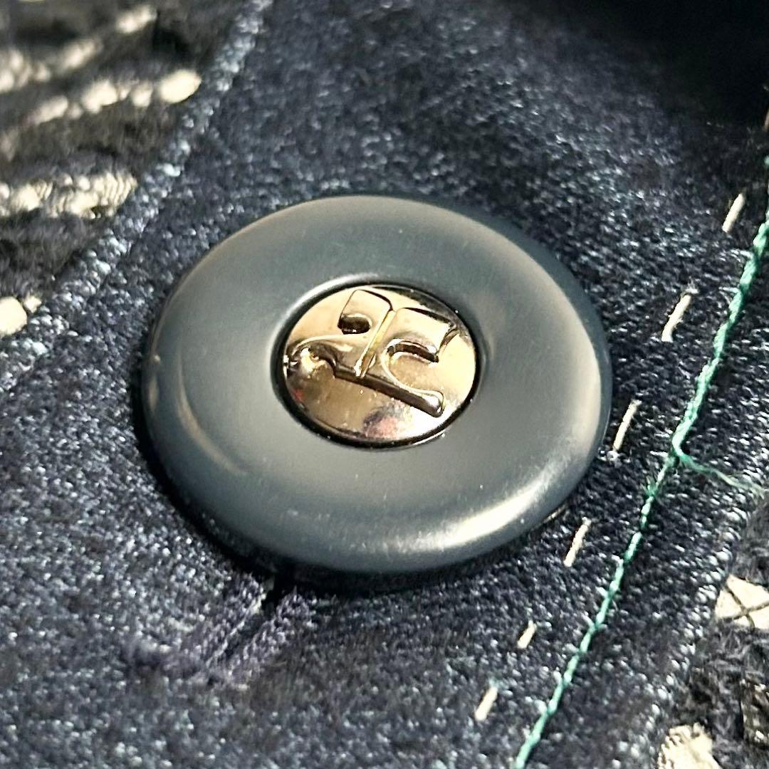 美品♡クレージュ/サマーツイード×デニム切り替えデザインジャケット/ネイビー/L