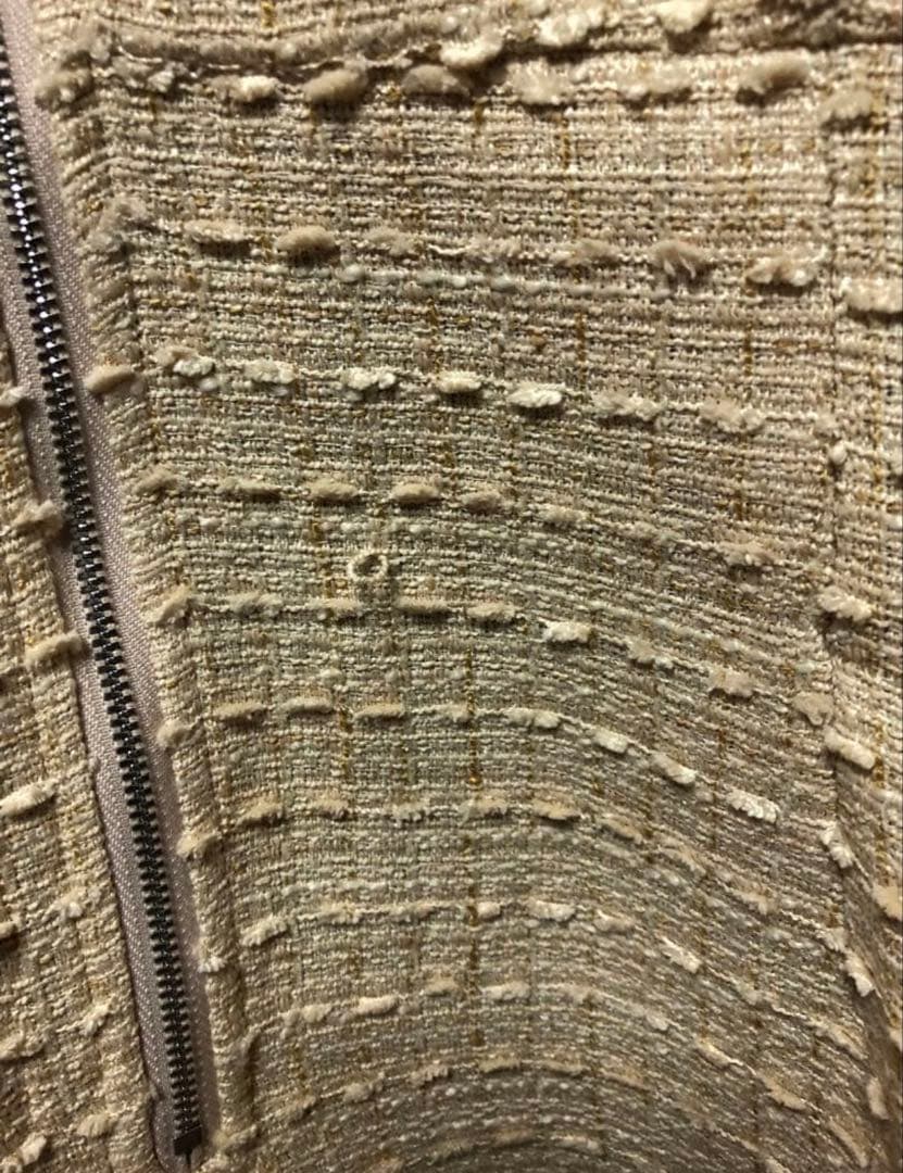 ソブレ 袖ありドレス キャバドレス リボン シースルー ツィードワンピース