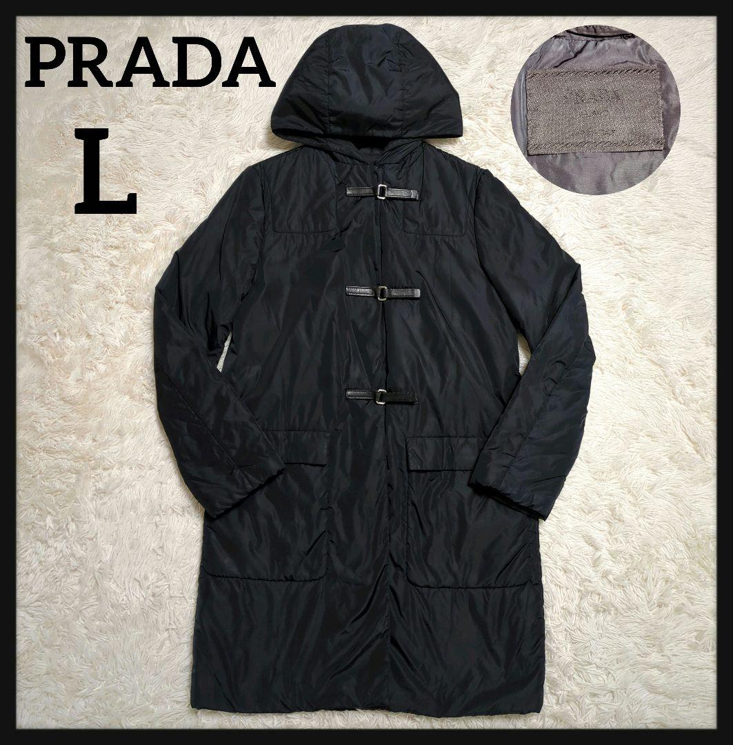 【美品・人気モデル】プラダ☆ダッフルコート フーデッド ナイロン Lサイズ