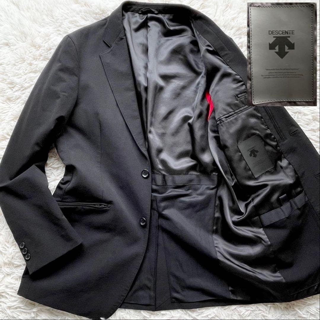 極美品 XL相当 DESCENTE ナイロン テーラードジャケット 高ストレッチ
